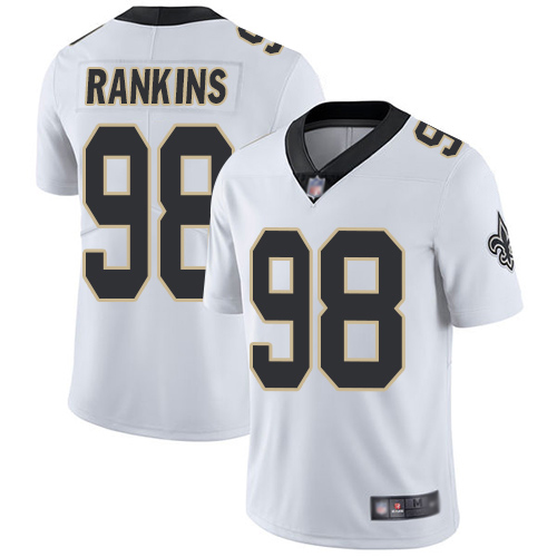 Men New Orleans Saints Limited White Sheldon Rankins Road Jersey NFL Football #98 Vapor Untouchable Jersey